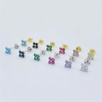 Simple Style Flower Sterling Silver Inlay Artificial Diamond Ear Studs 1 Pair main image 4