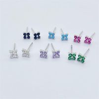Simple Style Flower Sterling Silver Inlay Artificial Diamond Ear Studs 1 Pair main image 3