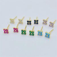Simple Style Flower Sterling Silver Inlay Artificial Diamond Ear Studs 1 Pair main image 1