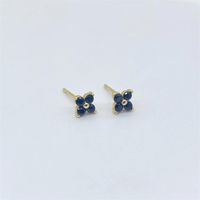 Simple Style Flower Sterling Silver Inlay Artificial Diamond Ear Studs 1 Pair sku image 2