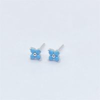 Simple Style Flower Sterling Silver Inlay Artificial Diamond Ear Studs 1 Pair sku image 11