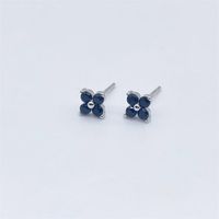 Simple Style Flower Sterling Silver Inlay Artificial Diamond Ear Studs 1 Pair sku image 8