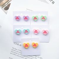 1 Pair Simple Style Heart Shape Arylic Women's Ear Studs main image 6