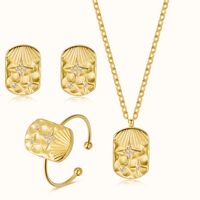 Wholesale Fashion Square Titanium Steel Plating Inlay 14k Gold Plated Rhinestones Jewelry Set main image 3