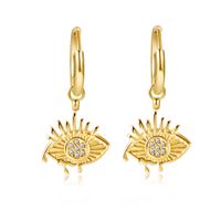 Fashion Devil's Eye Titanium Steel Plating Inlay Rhinestones Drop Earrings 1 Pair main image 4