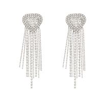 1 Pair Exaggerated Shiny Tassel Heart Shape Plating Inlay Alloy Zircon Silver Plated Drop Earrings main image 5