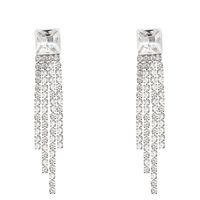 1 Pair Fairy Style Elegant Vacation Tassel Inlay Alloy Rhinestones Silver Plated Drop Earrings main image 2