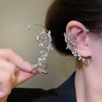 1 Piece Vintage Style Sweet Butterfly Plating Inlay Alloy Zircon Silver Plated Ear Cuffs main image 1