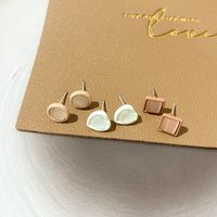 3 Pairs Simple Style Heart Shape Alloy Plating Opal Women's Ear Studs main image 2