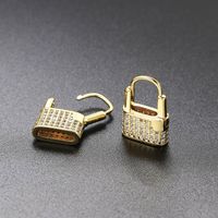 Fashion Lock Copper Plating Inlay Zircon Drop Earrings 1 Pair main image 4