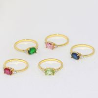 Fashion Oval Copper Plating Inlay Zircon Rings 1 Piece main image 4