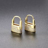 Fashion Lock Copper Plating Inlay Zircon Drop Earrings 1 Pair main image 3