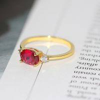 Fashion Oval Copper Plating Inlay Zircon Rings 1 Piece main image 2