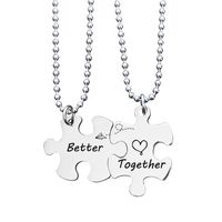 Hip-hop Letter Jigsaw Stainless Steel Printing Bag Pendant Keychain Necklace main image 4