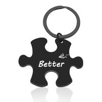 Hip-hop Letter Jigsaw Stainless Steel Printing Bag Pendant Keychain Necklace sku image 4