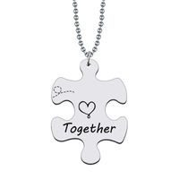 Hip-hop Letter Jigsaw Stainless Steel Printing Bag Pendant Keychain Necklace sku image 3
