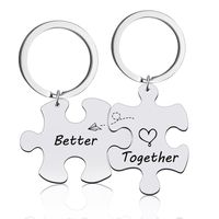 Hip-hop Letter Jigsaw Stainless Steel Printing Bag Pendant Keychain Necklace main image 3