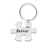 Hip-hop Letter Jigsaw Stainless Steel Printing Bag Pendant Keychain Necklace sku image 1