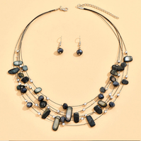 1 Set Retro Geometric Alloy Shell Women's Earrings Necklace main image 3