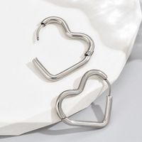 1 Pair Simple Style Triangle Circle Heart Shape Stainless Steel Hoop Earrings main image 5