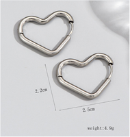 1 Pair Hip-hop Heart Shape Stainless Steel Men's Hoop Earrings main image 4