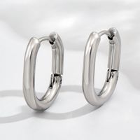 1 Pair Simple Style Triangle Circle Heart Shape Stainless Steel Hoop Earrings sku image 15