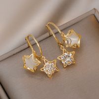 Fashion Star Copper Inlay Artificial Gemstones Drop Earrings 1 Pair main image 1