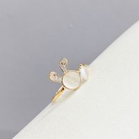 Sweet Rabbit Copper Plating Inlay Artificial Gemstones Opal Rings 1 Piece main image 1
