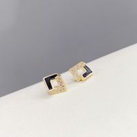 Simple Style Round Copper Inlay Zircon Ear Studs 3 Pairs main image 3