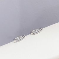 1 Pair Simple Style Geometric Inlay Copper Zircon Hoop Earrings sku image 1