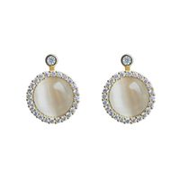Fashion Round Copper Inlay Opal Zircon Women's Rings Earrings Necklace main image 3