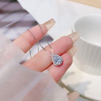 Simple Style Water Droplets Sterling Silver Plating Zircon Pendant Necklace sku image 1