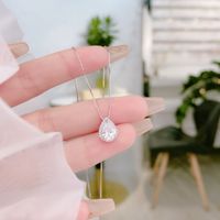 Simple Style Water Droplets Sterling Silver Plating Zircon Pendant Necklace main image 2