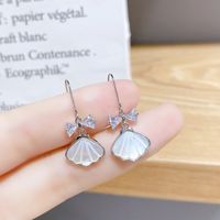 Fashion Heart Shape Butterfly Bow Knot Copper Inlay Artificial Pearls Shell Zircon Earrings 1 Pair sku image 26