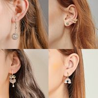 Fashion Heart Shape Butterfly Bow Knot Copper Inlay Artificial Pearls Shell Zircon Earrings 1 Pair main image 2