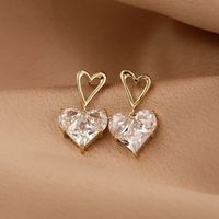 Fashion Heart Shape Butterfly Bow Knot Copper Inlay Artificial Pearls Shell Zircon Earrings 1 Pair sku image 13