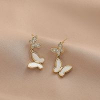 Fashion Heart Shape Butterfly Bow Knot Copper Inlay Artificial Pearls Shell Zircon Earrings 1 Pair sku image 23