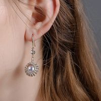 Fashion Heart Shape Butterfly Bow Knot Copper Inlay Artificial Pearls Shell Zircon Earrings 1 Pair sku image 31