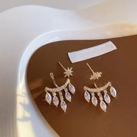 Fashion Heart Shape Butterfly Bow Knot Copper Inlay Artificial Pearls Shell Zircon Earrings 1 Pair sku image 30