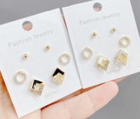 Simple Style Round Copper Inlay Zircon Ear Studs 3 Pairs main image 1