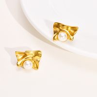 Fashion Geometric Stainless Steel Plating Artificial Pearls Ear Studs 1 Pair main image 1