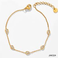 Sweet Water Droplets Heart Shape Stainless Steel Titanium Steel Gold Plated Zircon Bracelets Anklet Necklace 1 Piece sku image 11