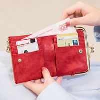 Women's Solid Color Pu Leather Clasp Frame Coin Purses main image 3