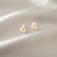 1 Pair Simple Style Triangle Square Flower Metal Plating Inlay Rhinestones Pearl Women's Earrings sku image 4