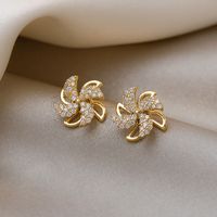 1 Pair Simple Style Triangle Square Flower Metal Plating Inlay Rhinestones Pearl Women's Earrings sku image 28
