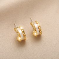 1 Pair Simple Style Triangle Square Flower Metal Plating Inlay Rhinestones Pearl Women's Earrings sku image 16