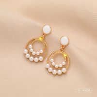 1 Pair Simple Style Triangle Square Flower Metal Plating Inlay Rhinestones Pearl Women's Earrings sku image 13