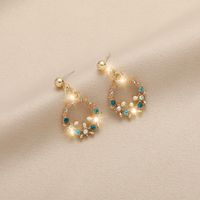 1 Pair Simple Style Triangle Square Flower Metal Plating Inlay Rhinestones Pearl Women's Earrings sku image 22
