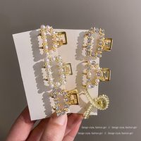 Simple Style Semicircle Square Alloy Inlay Rhinestones Pearl Hair Claws 1 Piece main image 1