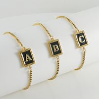 Stainless Steel Simple Style Letter Plating Inlay Shell Bracelets main image 1